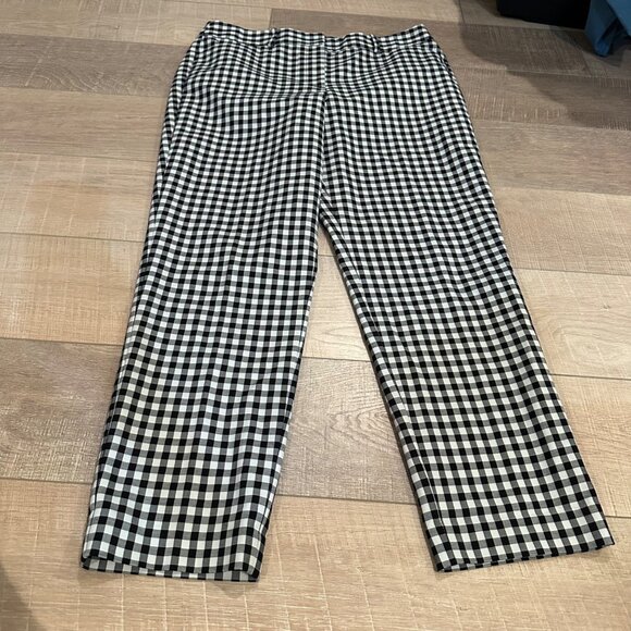 TALBOTS WOMENS BLACK AND WHITE HAMPSHIRE ANKLE CURVY PANTS SIZE 10 - Picture 2 of 10